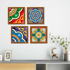 Mexican Tiles Pattern Wall Frame Set of Four