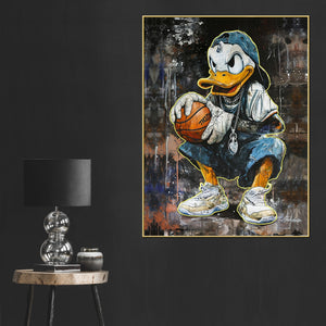 Micheal Donald On Basket Court Cotton Canvas Wall Painting