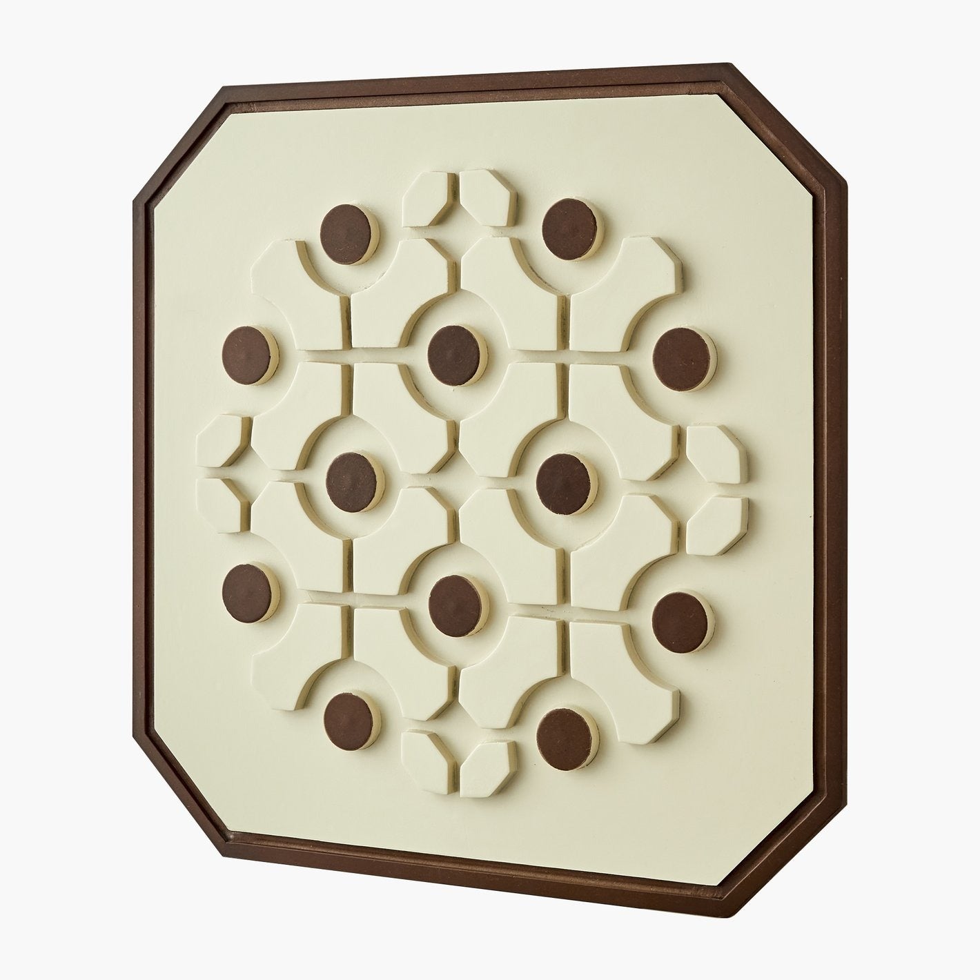Mid Century Modern Wooden Wall Art with Circular Motif