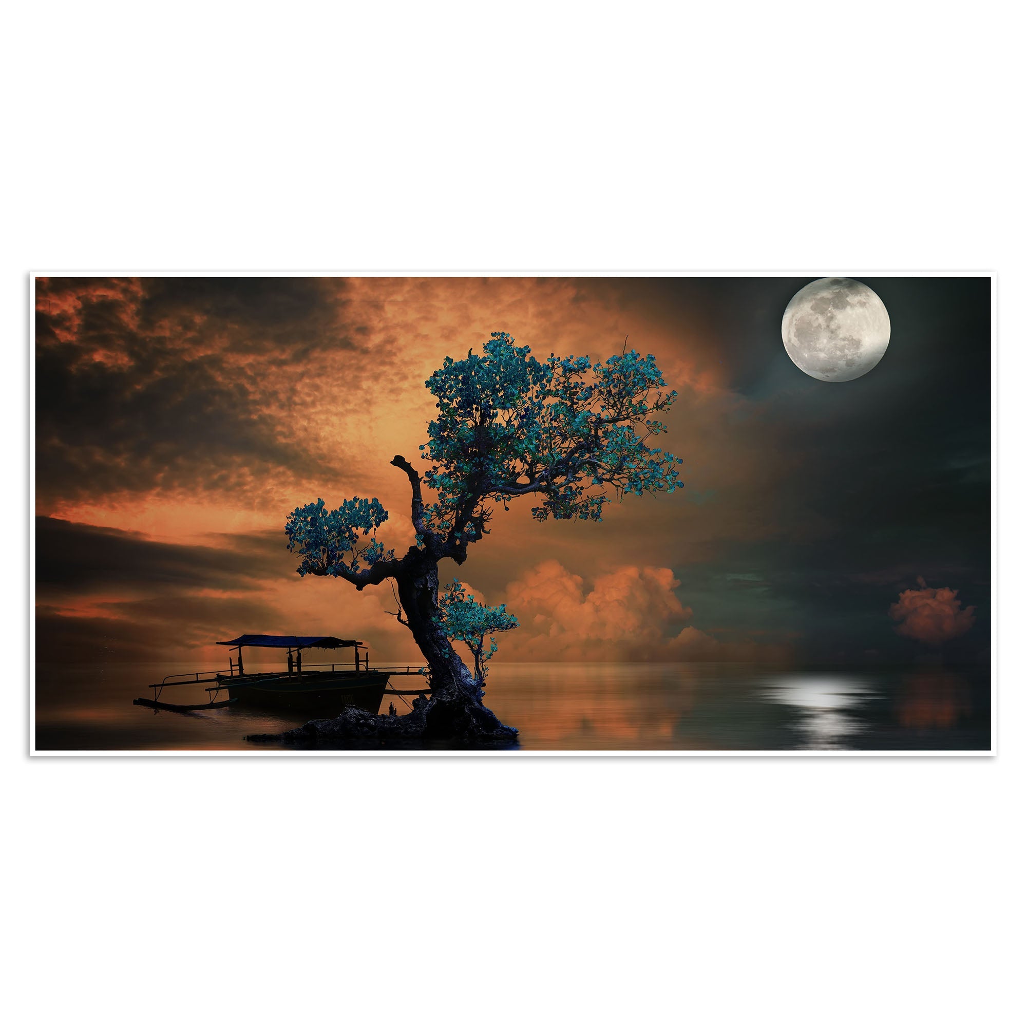 Mid Moon Light Floating Frame Wall Painting