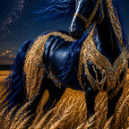 Midnight Blue Horse Floating Frame Crystal Wall Painting