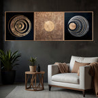 Milky Way Galaxy Pattern Framed Crystal Glass Painting Set of 3