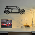 Mini Hatchback Car Metal Wall Hanging for Wall Decor