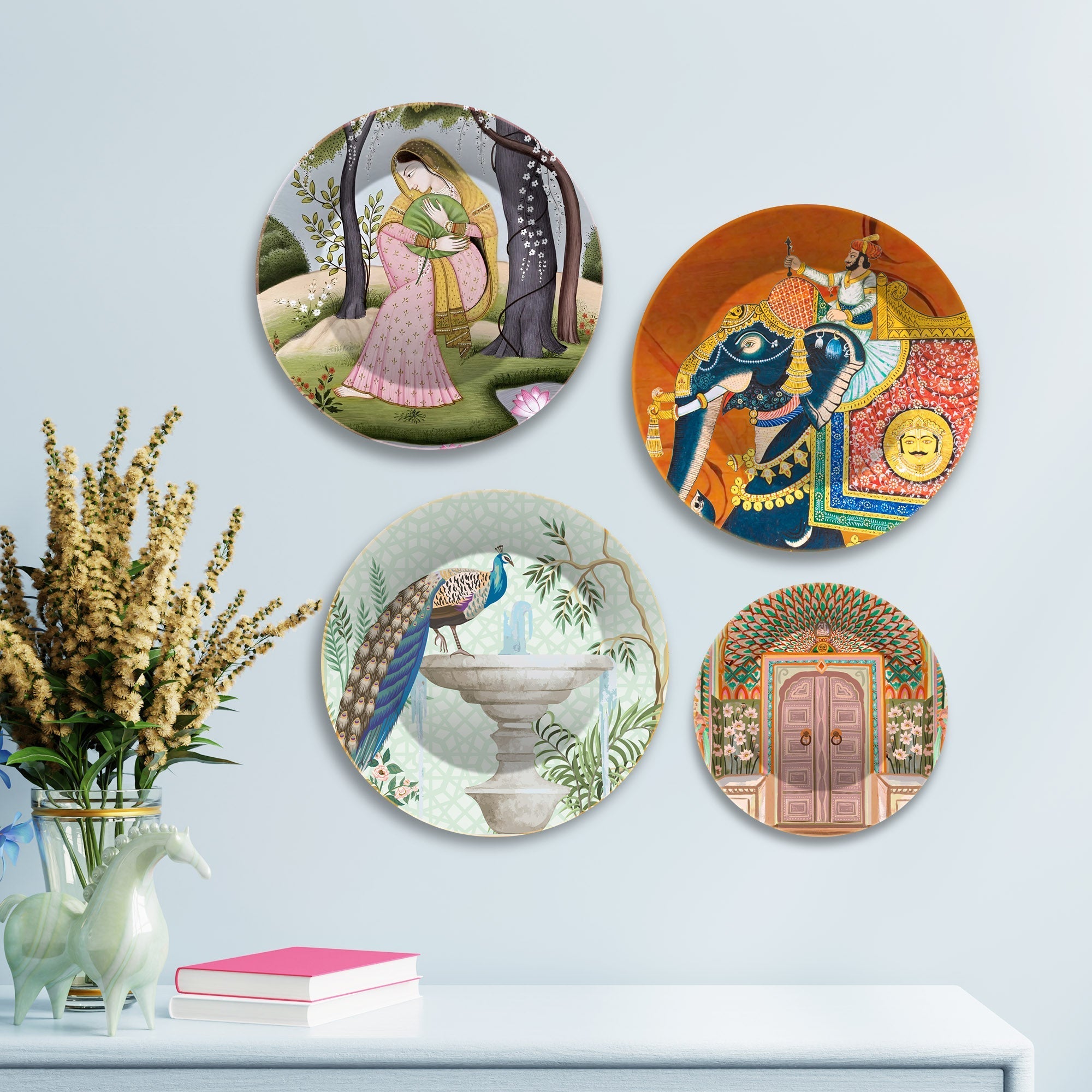 Miniature Art Wall Plates Painting Set of Four