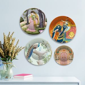 Miniature Art Wall Plates Painting Set of Four