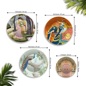 Miniature Art Wall Plates Painting Set of Four