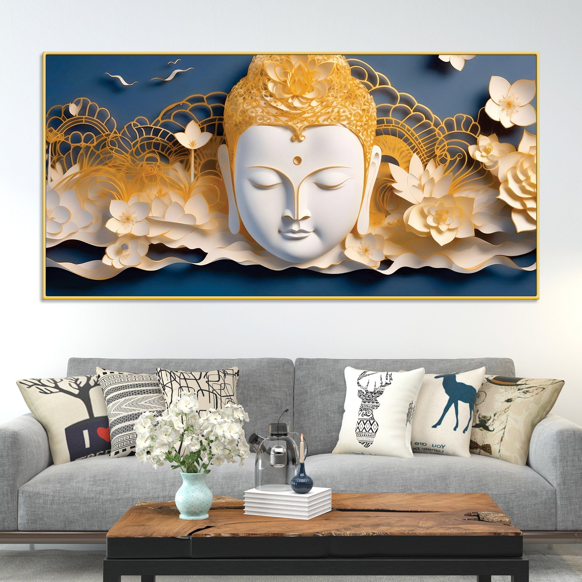 Minimal Buddha Wall Painting for Modern Décor
