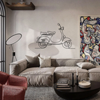 Minimal Scooter Line Art Metal Wall Hanging