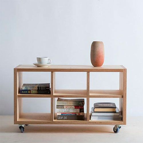 Minimal Wooden Console Table with Open Shelves