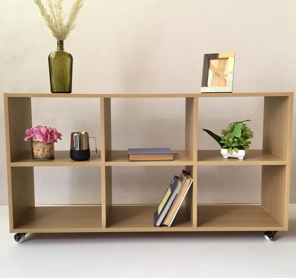 Minimal Wooden Console Table with Open Shelves
