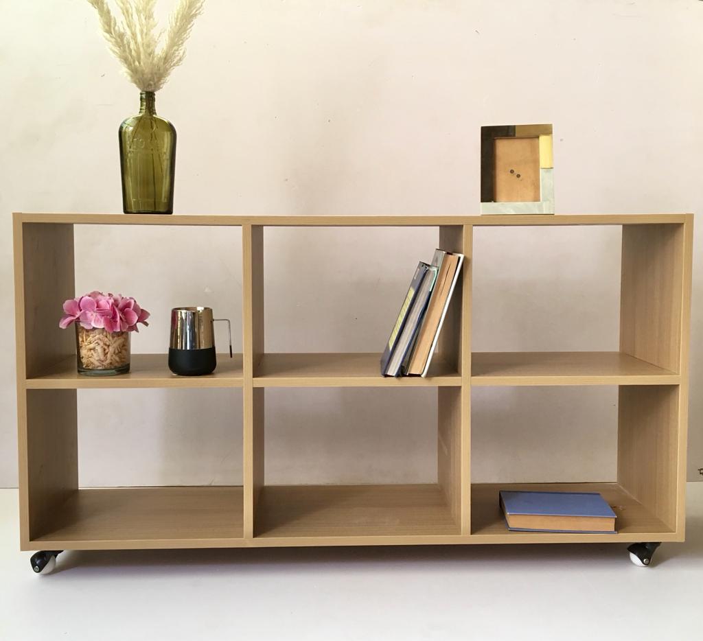 Minimal Wooden Console Table with Open Shelves
