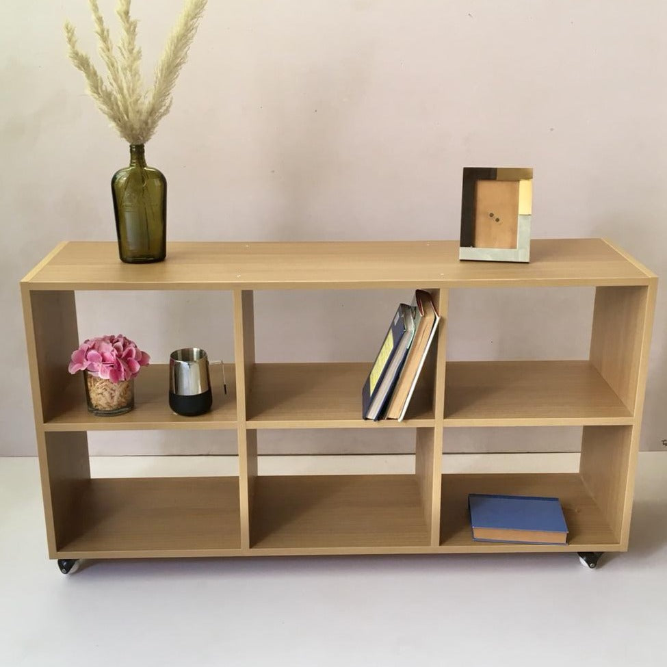 Minimal Wooden Console Table with Open Shelves