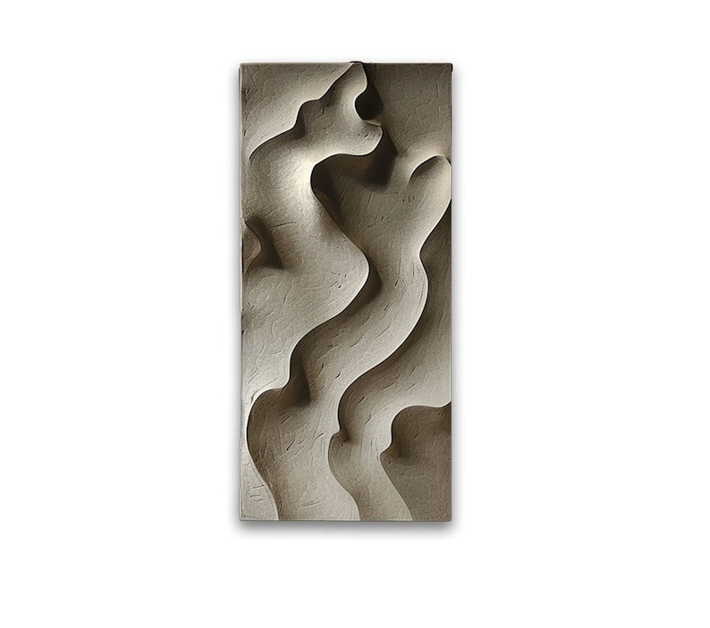 Minimalist 3D Wall Panel with Flowing Curves in Neutral Tone