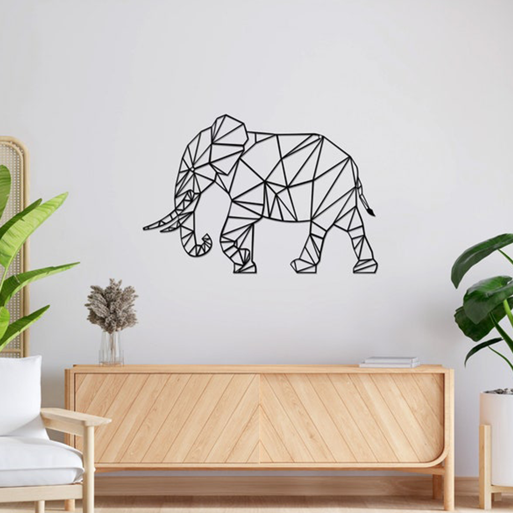 Minimalist Abstract Elephant Design Metal Art Decor