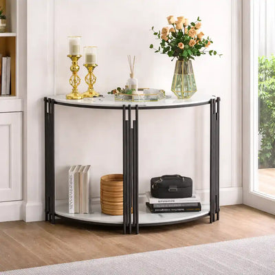 Minimalist Arc Console Table with Dual Shelf Design