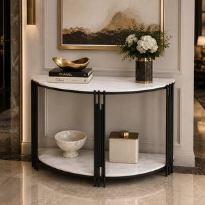 Minimalist Arc Console Table with Dual Shelf Design