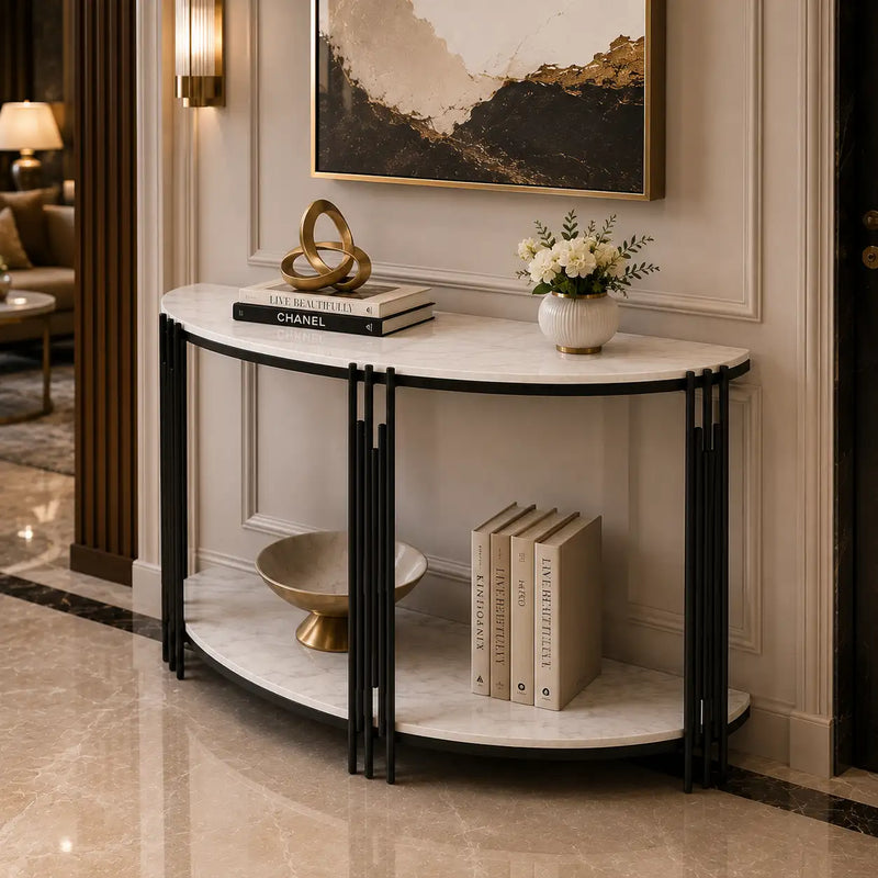 Minimalist Arc Console Table with Dual Shelf Design
