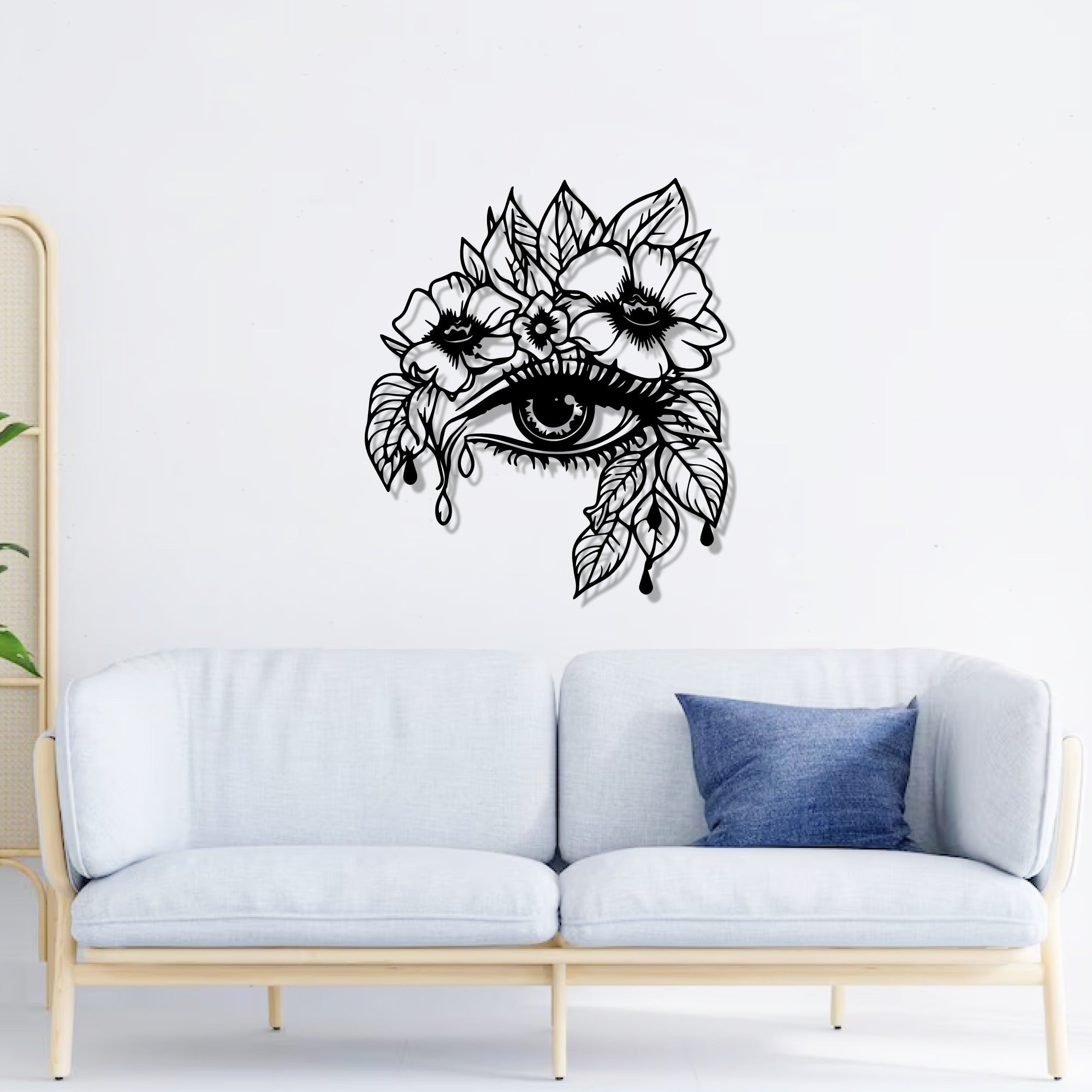 Minimalist Beautiful Blooming Eye Metal Wall Art Decor