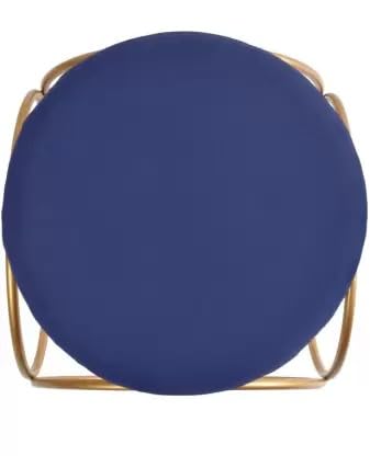 Minimalist Glam Rich Blue Color Stool with Circular Gold Base