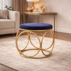 minimalist-glam-rich-blue-color-stool-with-circular-gold-base
