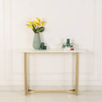 Minimalist Marble Console Table with Gold Legs