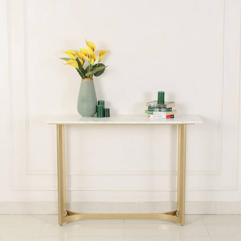 Minimalist Marble Console Table with Gold Legs