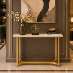 Minimalist Marble Console Table with Gold Legs