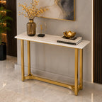 Minimalist Marble Console Table with Gold Legs