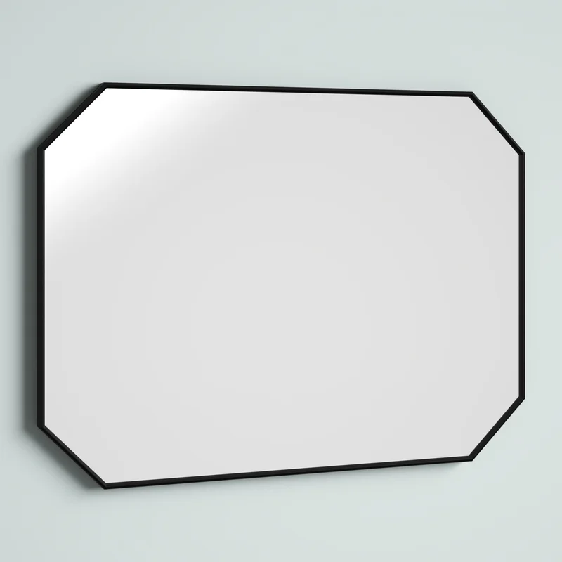 Minimalist Rectangular Designer Black Metal Finish Bathroom Mirror