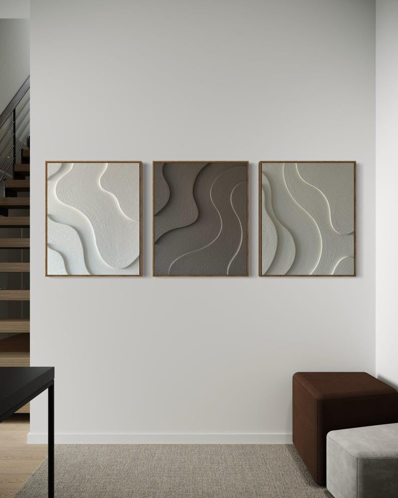 Minimalist Ripple Texture Tranquil Flow 3D Wall Art Home Decor