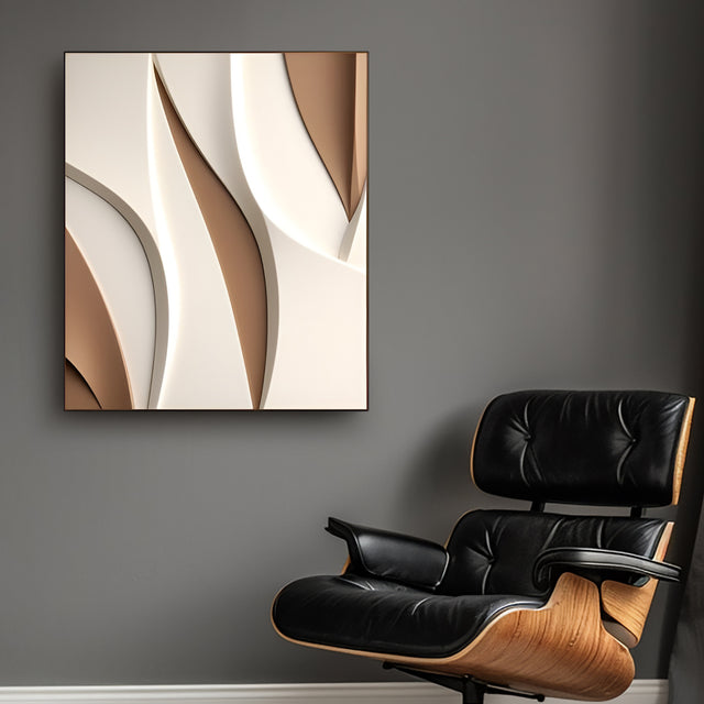 Minimalist Sculptural Wall Decor with Curved Layered Texture