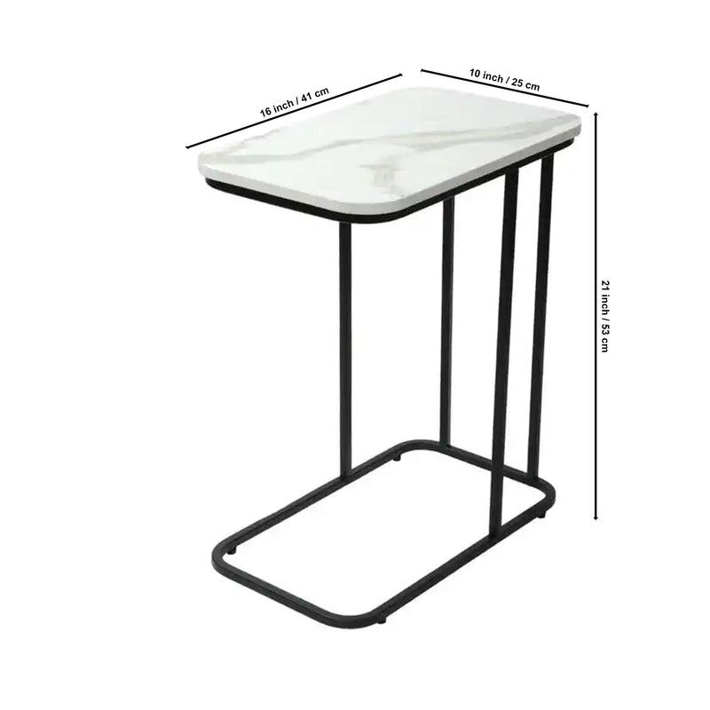 Minimalist Stylish Artistic Designer Side Table with Black Metal Finish