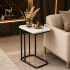 Minimalist Stylish Artistic Designer Side Table with Black Metal Finish