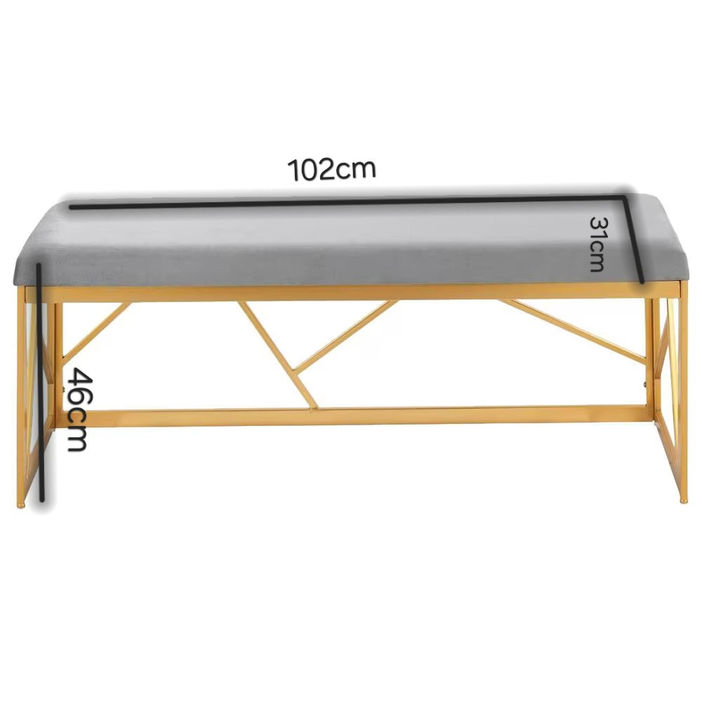 Minimalist Velvet Seating Bench with Designer Metal Legs