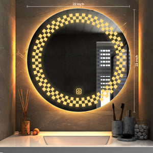 Minimalistic Designer Pattern LED Bathroom Wall Mirror