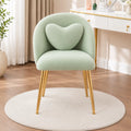 Mint Green Upholstered Accent Chair with Heart Cushion & Golden Legs