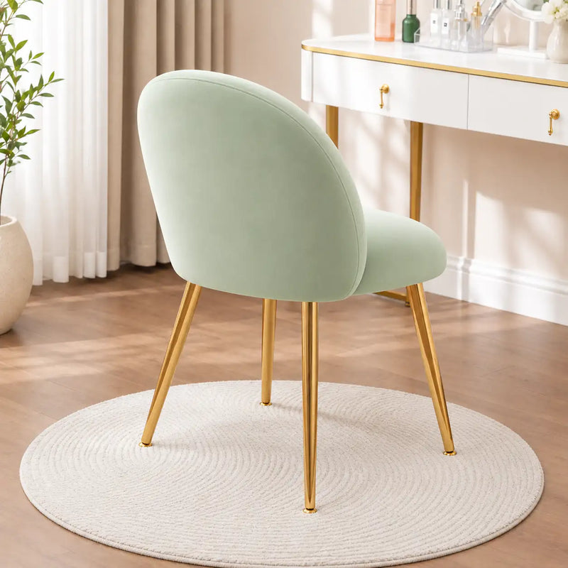 Mint Green Upholstered Accent Chair with Heart Cushion & Golden Legs