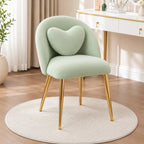 Mint Green Upholstered Accent Chair with Heart Cushion & Golden Legs