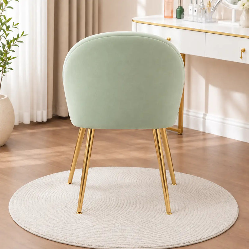 Mint Green Upholstered Accent Chair with Heart Cushion & Golden Legs