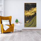 Miraculous Landscape with Golden Deer Texture Wall Painting