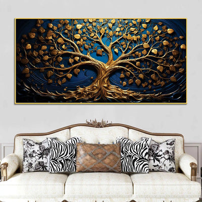 Modern 3D Golden Tree Canvas Wall Painting for Home Decor