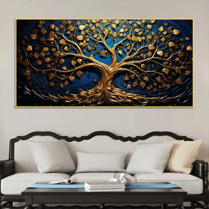 Modern 3D Golden Tree Canvas Wall Painting for Home Decor