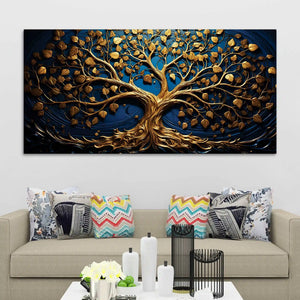 Modern 3D Golden Tree Canvas Wall Painting for Home Decor