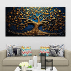 Modern 3D Textured Golden Tree Canvas Wall Painting for Home Decor
