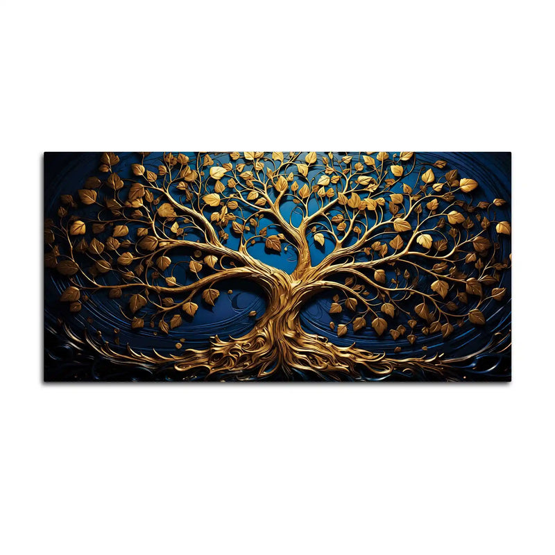 Modern 3D Textured Golden Tree Canvas Wall Painting for Home Decor