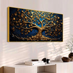 Modern 3D Textured Golden Tree Canvas Wall Painting for Home Decor