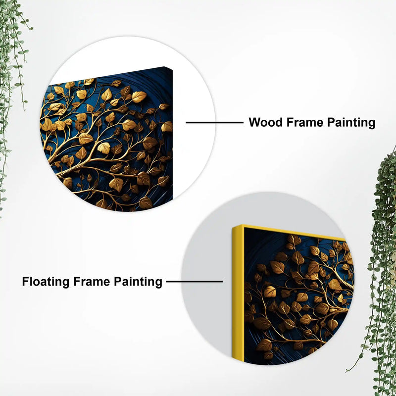 Modern 3D Textured Golden Tree Canvas Wall Painting for Home Decor