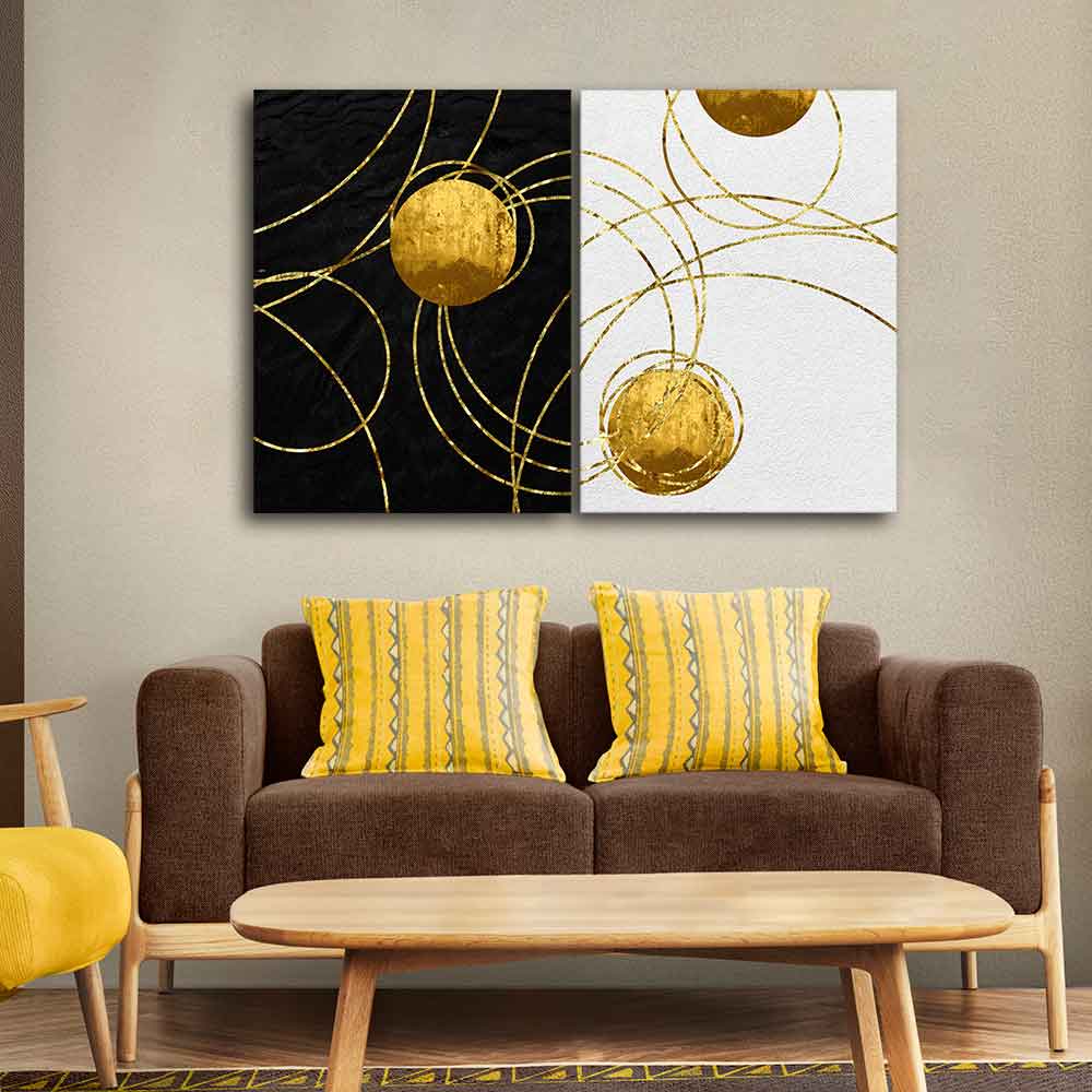 Modern Abstract Art Canvas Wall Painting of Two Pieces