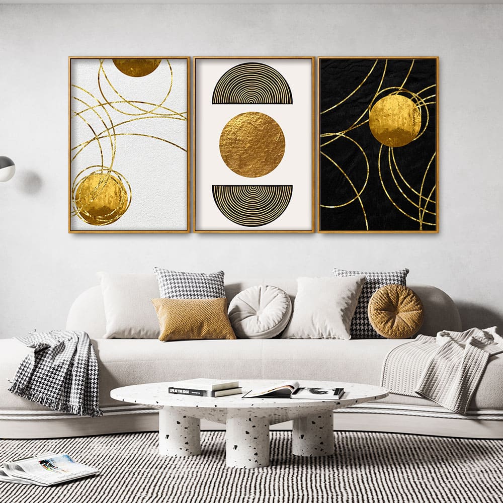 Modern Abstract Art Floating Canvas Wall Painting Set of Three