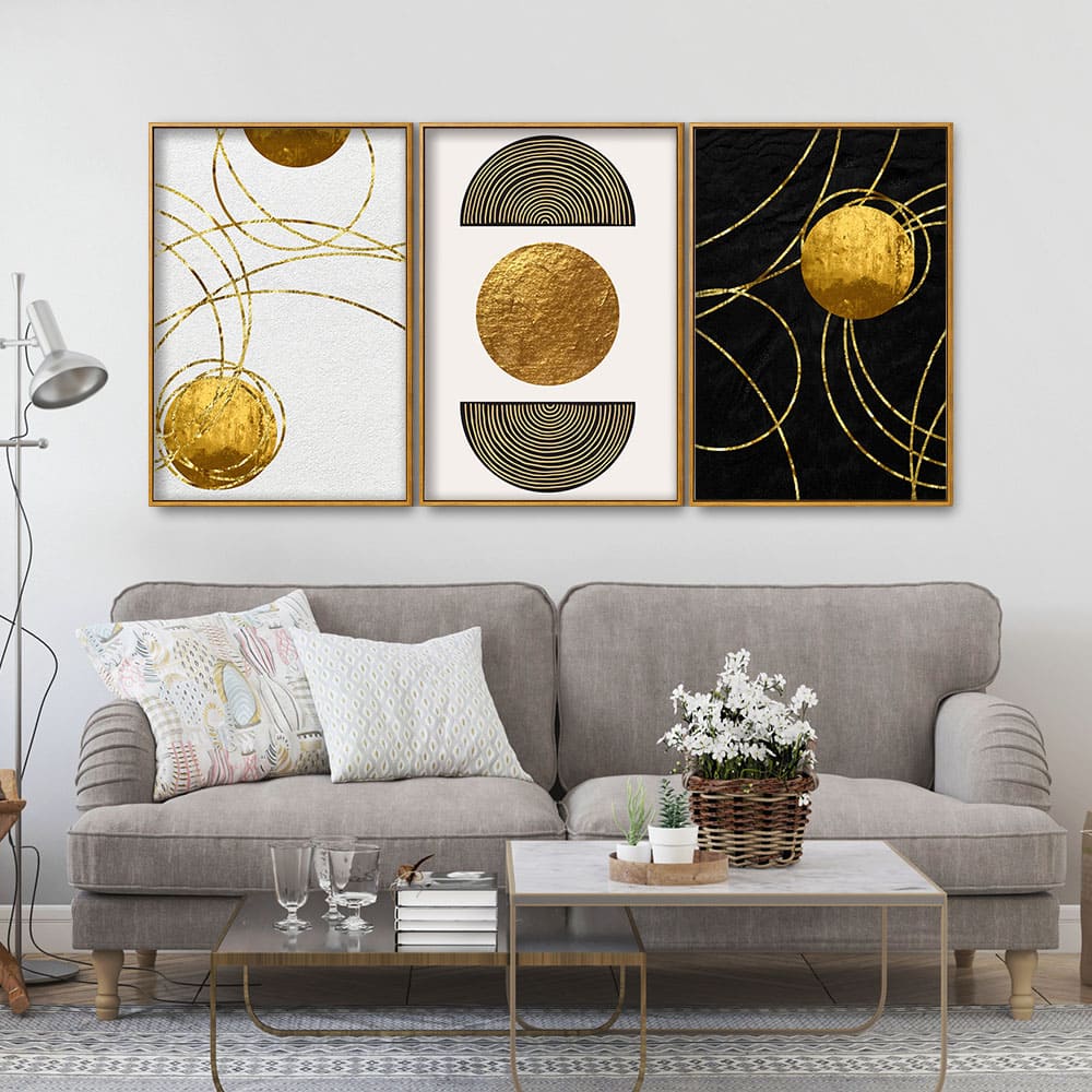 Modern Abstract Art Floating Canvas Wall Painting Set of Three